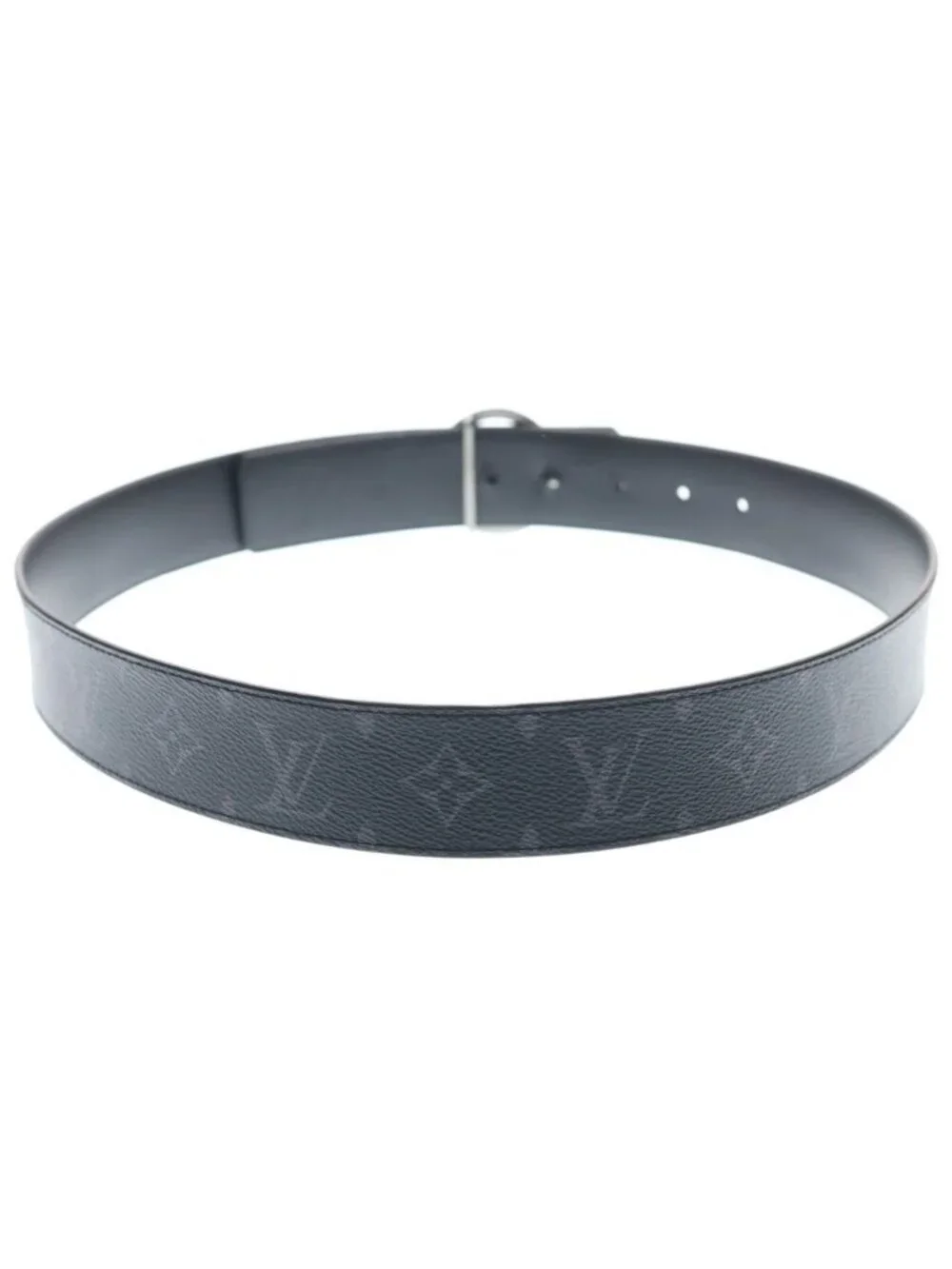 Louis Vuitton Monogram Eclipse Ceinture LV Circle Leather Belt Black Silver
